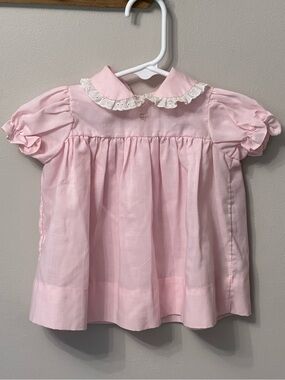 Baby Togs Pink Peter Pan Collar Baby Blouse with Puff Sleeves